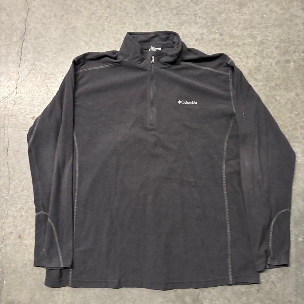 Columbia Mens 2XT Black Quarter Zip Fleece Pullover Mock Neck Sweater Tall